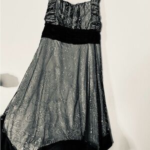 My Michelle Glittering Gray Dress with Black Waistband